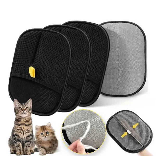 Breathable Reusable Double-Sided Pet Hair Removal Glove Anti-Static Grooming Tool Cats Dogs Soft Brush Mitt Furniture Carpet Cloth