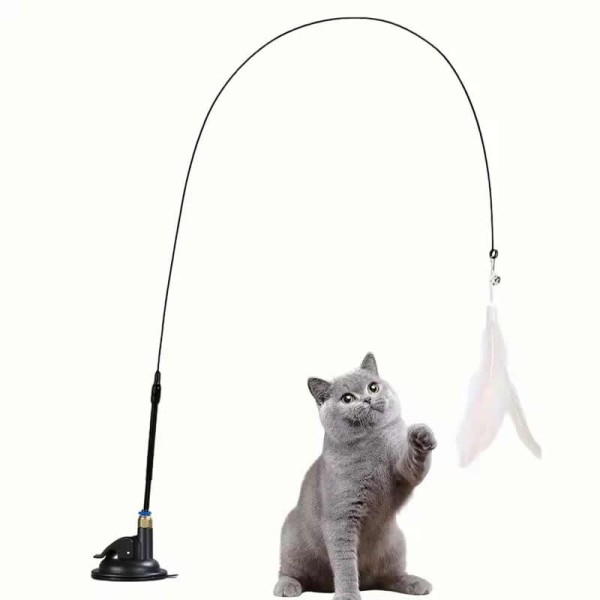 Comfortable Cat Teaser Toy Interactive Bell Feather Wand Long Suction Cup Pole Exciting Playtime Adventures Ultimate