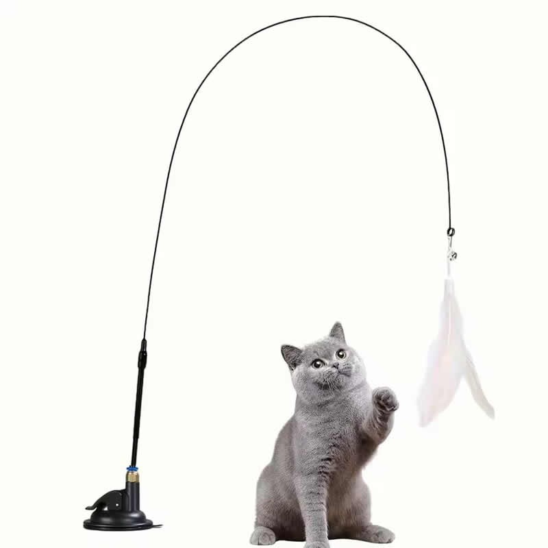 Comfortable Cat Teaser Toy Interactive Bell Feather Wand Long Suction Cup Pole Exciting Playtime Adventures Ultimate