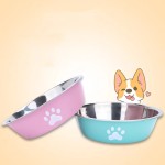 Safe Stainless Steel Dog Basin Paw Print Pet Supplies Cat Bowl Silicone Anti-slip Design Drinking Water Feeding