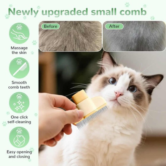 Interactive Dog Comb Pet Hair Remover One Button Dogs Brush Self-cleaning Cat Massage Combs Grooming Brushes Products