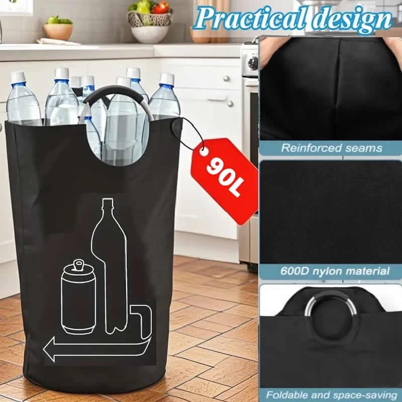 Versatile 90L Waste Water Bottle Storage Basket Foldable Large Capacity Laundry Multi-functional Recycling Empty Tote Bag