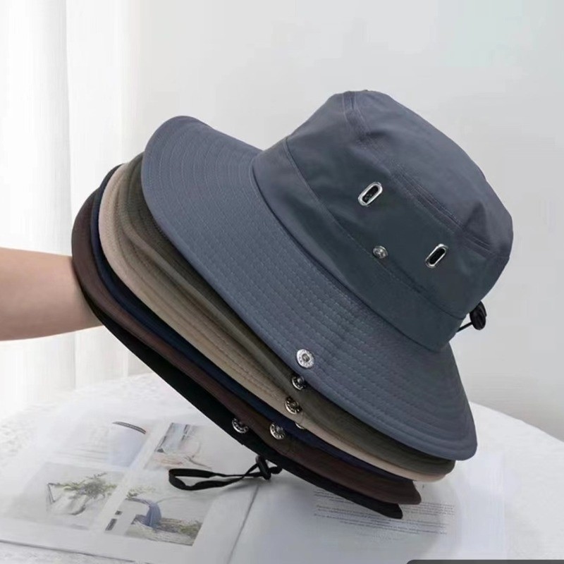 Durable Summer Men Bucket Hat Outdoor UV Protection Wide Brim Hunting Hiking Fisherman Beach Sunscreen Cap Fishing Cycling Caps