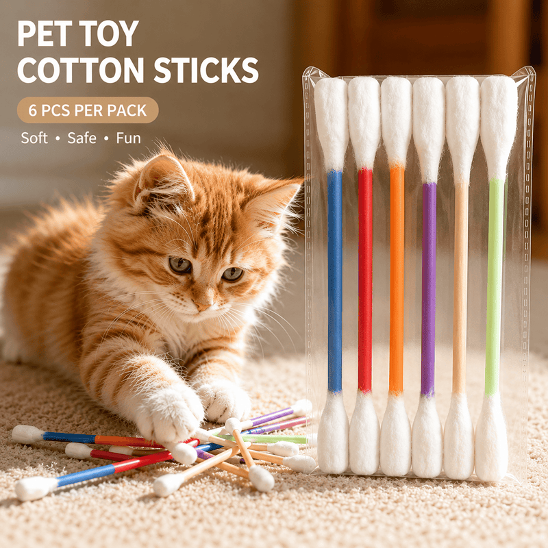 Stable 6PCS Felt Cotton Swab Shaped Catnip Toy Large Funny Cat Interactive Teeth Cleaning Grinding Rope Supplies