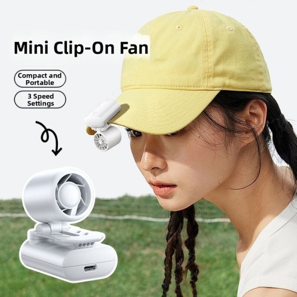 Lightweight Portable Hat Clip Fan Speeds Rechargeable Small Handheld Multi-Directional Type-C Charge Cooling Summer