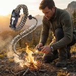 Quick Dry Outdoor Bracelets Men Women Adjustable Survival Paracord Bracelet 11.8 Ft Nylon Cord Flint Fire Starter Camping
