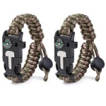 Quick Dry Outdoor Bracelets Men Women Adjustable Survival Paracord Bracelet 11.8 Ft Nylon Cord Flint Fire Starter Camping