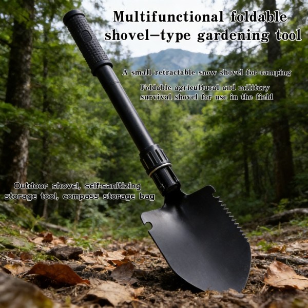 Foldable Engineer Shovel Military Outdoor Multifunctional Folding Camping Garden Hoe Digging Tool Kit Fishing