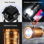 Waterproof Solar Camping Lantern Power Bank USB Rechargeable LED Tent Light Portable Emergency Flashlight Outdoor Hiking