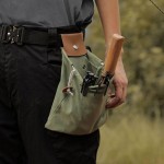 Stackable Collapsible Canvas Storage Bag PU Leather Waxed Outdoor Foraging Durable Drawstring Closure Tool Waist Pack Camping