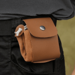 Stackable Collapsible Canvas Storage Bag PU Leather Waxed Outdoor Foraging Durable Drawstring Closure Tool Waist Pack Camping