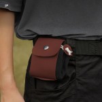 Stackable Collapsible Canvas Storage Bag PU Leather Waxed Outdoor Foraging Durable Drawstring Closure Tool Waist Pack Camping