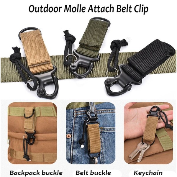Space-saving Molle Attach Belt Clip Camping Accessories Water Bottle Hanger Quickdraw Carabiner Holder Hooks Webbing Backpack Strap