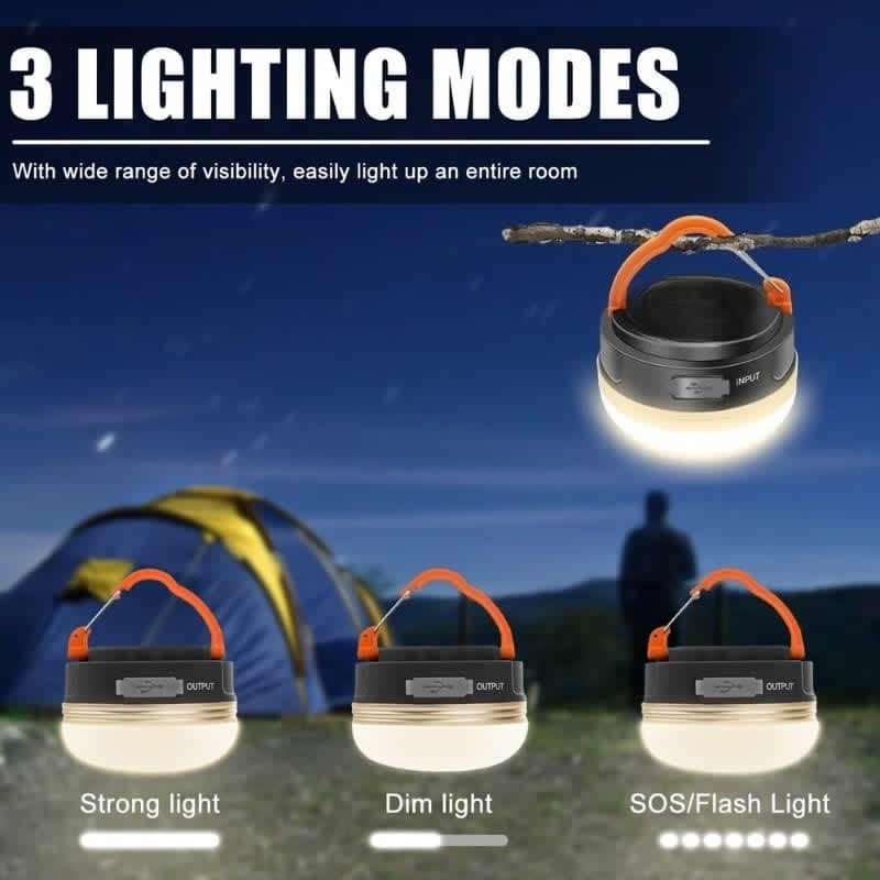 Breathable High Power Camping Lantern Tents Lamp 1200mah USB Rechargeable Portable Lights Outdoor Hiking Night Hanging