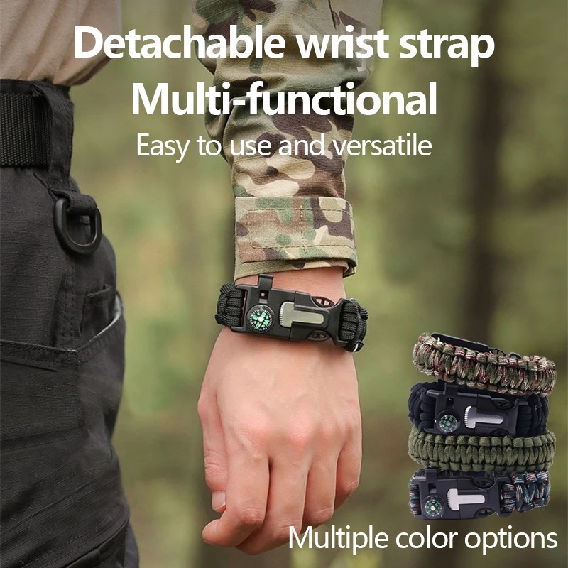 Foldable Multifunctional Survival Bracelet Flint Five One Seven Core Paracord Igniter Outdoor Camping Tools