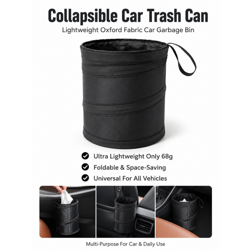 No Tools Required Collapsible Oxford Car Trash Portable Hanging Garbage Bin Seat Back Camping Office