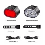 Multi-functional LED Headlight Taillight Combo Night Riding Rechargeable Portable Floodlight Mountain Road Cycling Safety