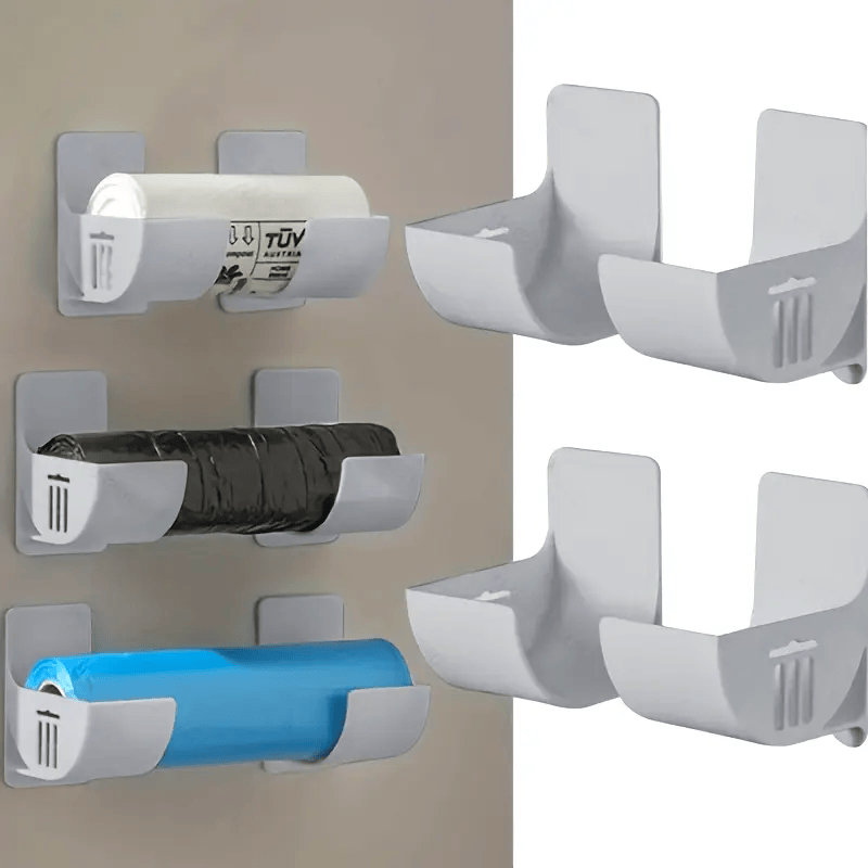 Easy To Install 4-pack Punch-free Storage Rack Kitchen Plastic Wrap Garbage Bag Cabinet Refrigerator Side
