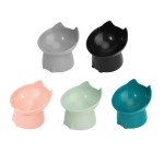 Breathable 1pc Elevated Cat Bowl Anti-Tip Plastic Raised Pet Feeding Dish Tilted Edge Neck Protection Kitty Food