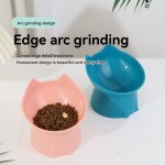 Breathable 1pc Elevated Cat Bowl Anti-Tip Plastic Raised Pet Feeding Dish Tilted Edge Neck Protection Kitty Food