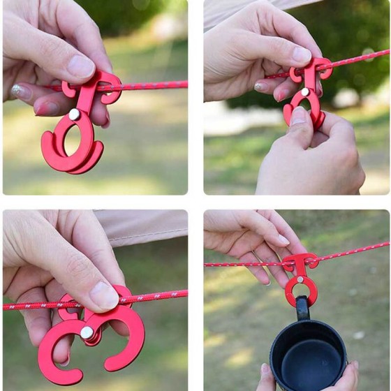 Easy To Carry Aluminum Alloy Tent Wind Rope Self-Locking Buckle Adjustable O-shaped Claw Camping automatic Hook