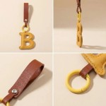 Washable Fashion Creative 26 English Leather Keychain Hanging Cartoon Pendant Keyring Bag Phone Key Chain Ring Decorations Accessory Gift
