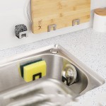 Versatile Stainless Steel Sink Tray Drainer Rack Kitchen Sponge Holders Self Adhesive Hook Storage Holder Wire Rag Organizer