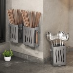 Rust-resistant Chopsticks storage box wall-mounted kitchen shelf without drilling household drainage basket utensil bowl chopsti