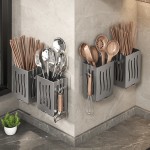 Rust-resistant Chopsticks storage box wall-mounted kitchen shelf without drilling household drainage basket utensil bowl chopsti
