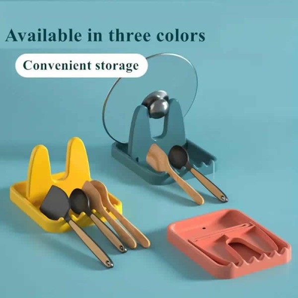 Compact Foldable Pot Holder Plastic Spoon Vertical Kitchen Storage Rack Suitable Ladle Forks Lid