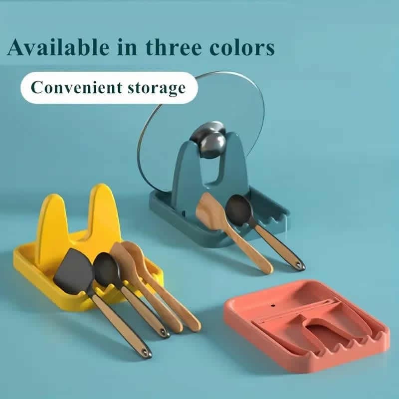 Compact Foldable Pot Holder Plastic Spoon Vertical Kitchen Storage Rack Suitable Ladle Forks Lid