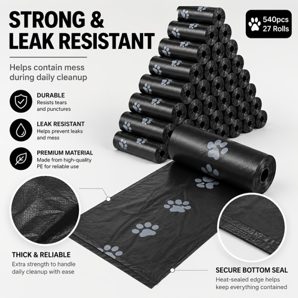 Comfortable Counts Dog Poop Bags Pet Waste Leak-Proof Thick Easy-Tear Portable Puppy Cleanup