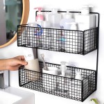Foldable 1PC Bathroom Organiser Multifunctional Toiletries No-Punch Shelf Kitchen Wall Mount Storage Rack