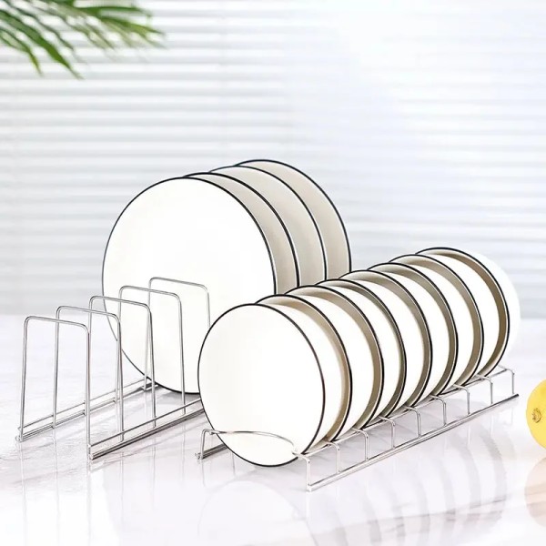 Space-saving Kitchen Bowl Dish Organizer Stainless Steel Holder Home Cutlery Dishes Pot Lid Rack Household Accessories