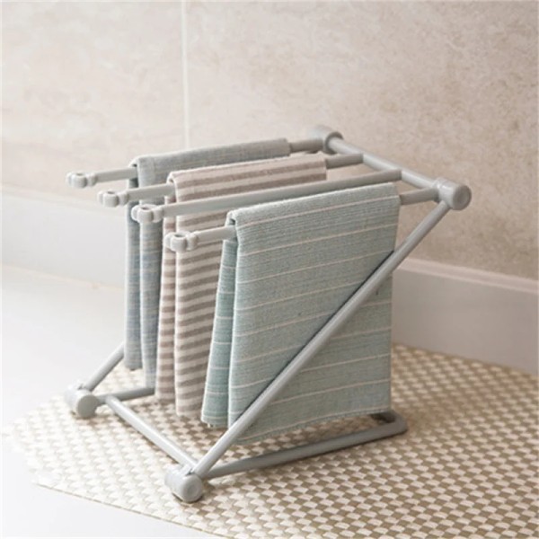 Foldable Kitchen Towel Rack Plastic Storage Rag Vertical Desktop Dish Cloth Drain Shelf Multi-Function Supplies
