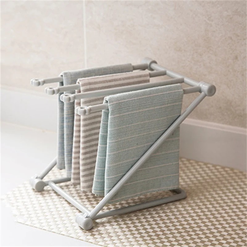Foldable Kitchen Towel Rack Plastic Storage Rag Vertical Desktop Dish Cloth Drain Shelf Multi-Function Supplies