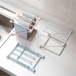 Foldable Kitchen Towel Rack Plastic Storage Rag Vertical Desktop Dish Cloth Drain Shelf Multi-Function Supplies