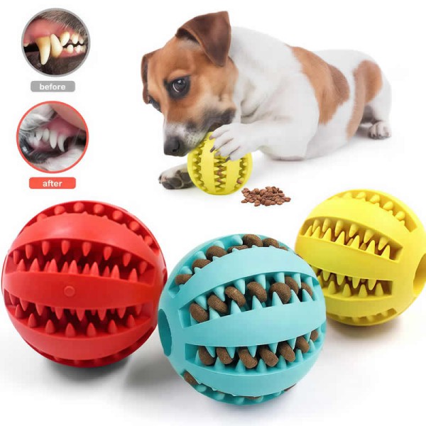 Portable Dog Toy Ball Interactive Rubber Balls Puppy Chewing Toys Pet Tooth Cleaning Cats Pets Food Treat Feeder Silicone