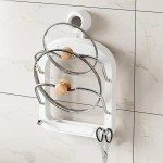 Durable Kitchen Organizer Rack Wall Hanging Pot Cover Multilayer Lid Metal Multifunctional Storage