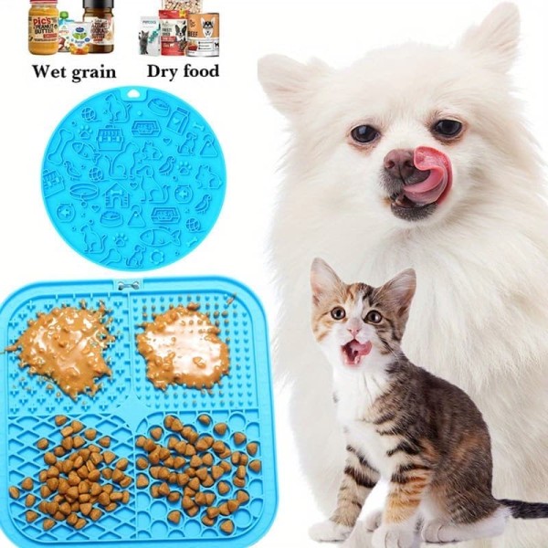 Ergonomic Pet Feeding Mat Silicone Dog Licking Pad Square Dogie Training Dry-wet Food Feeder Water