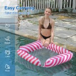Non-slip Summer Foldable Inflatable Water Hammock Swimming Pool Floating Chair Portable Four Tube Diagonal Striped Bed