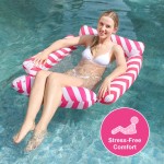 Non-slip Summer Foldable Inflatable Water Hammock Swimming Pool Floating Chair Portable Four Tube Diagonal Striped Bed