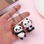 Trendy Cute Cartoon Couple Panda Keychain Pendant Car Bag Key Chains Women Jewelry Gift