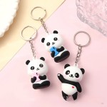 Trendy Cute Cartoon Couple Panda Keychain Pendant Car Bag Key Chains Women Jewelry Gift