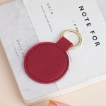 Secure Grip Laser Engrave Logo Round PU Leather Keychain Personalize Name Room Number Car Keyring Bag Pendant Custom Key Chain Holder