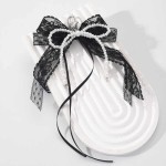 Collapsible Leopard Print Ribbon Bow Keychain Lace Imitation Pearl Fashion Design Charm Bag Phone Chain Hanging Accessories