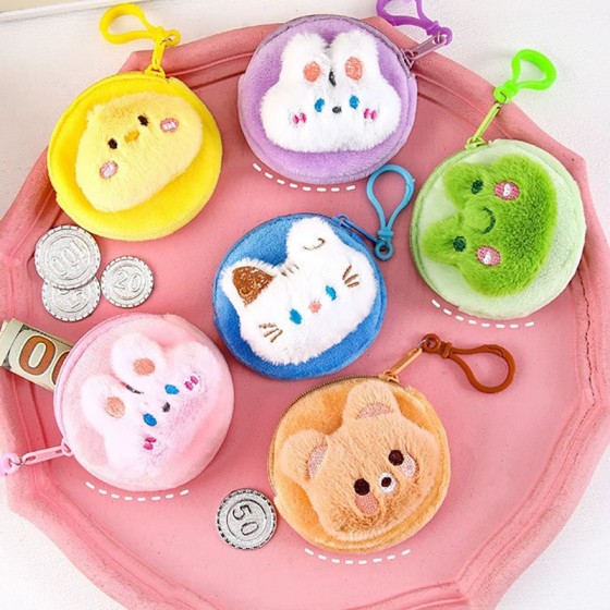 Sturdy Cartoon Cute Wallet Mini Portable Zipper Coin Purse Travel Storage Bag Earphone Keychain Container Small Walle