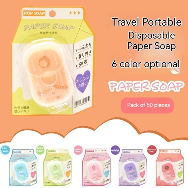Sleek Pop Soap Paper Portable Disposable 50 Sheets Mild Gentle Multiple Scents Travel Outdoor Daily Hand Cleansing