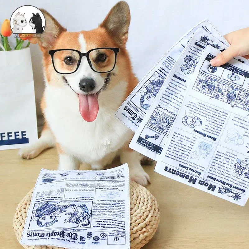 Sturdy Bite-resistant Newspaper Dog Toys Funny Squeaky Sounder Sounding Paper Small Medium Chew Frenchbull Easy Clean Puppy