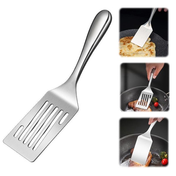 Ergonomic Handle Stainless Steel Steak Frying Spatula Multipurpose Cooking Shoveling Durable Easy Clean